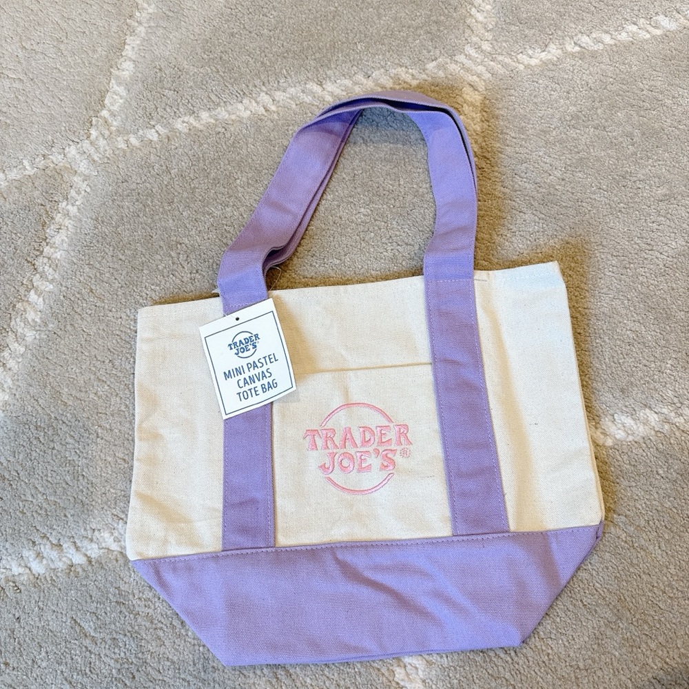 Purple and Cream Canvas Tote Bag